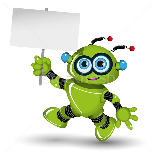 Robot with a white sign Stock photo © brux
