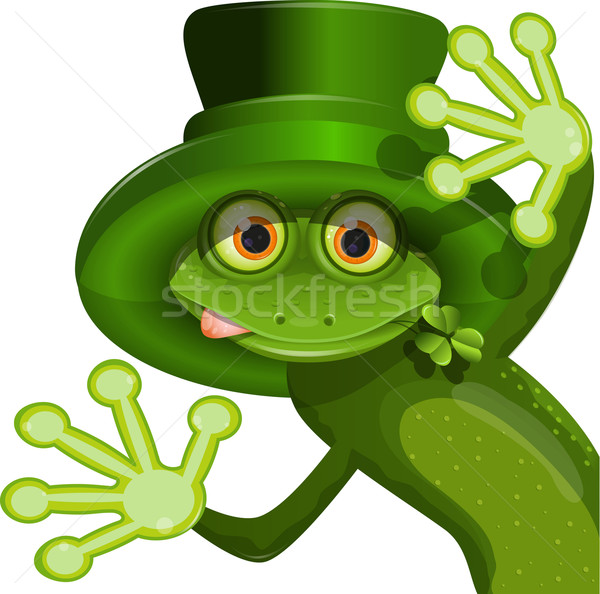 Green frog wearing a hat of Saint Patrick Stock photo © brux