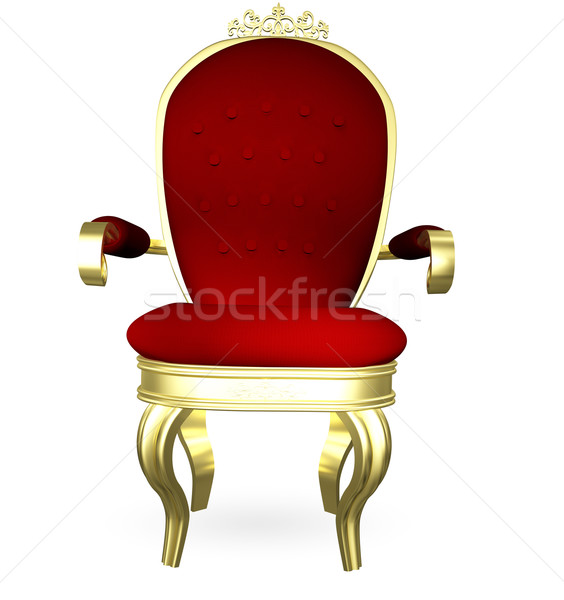 Thron 3D-Darstellung rot Gold Stuhl Möbel Stock foto © brux