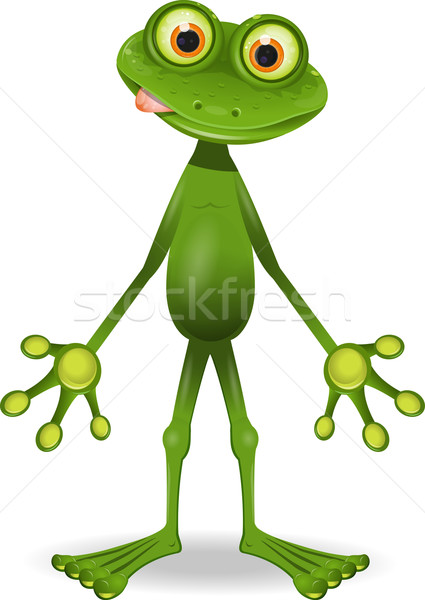 Broască în picioare vesel verde ochii mari natură Imagine de stoc © brux