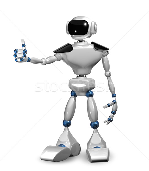 Branco robô ilustração 3d tecnologia metal ciência Foto stock © brux