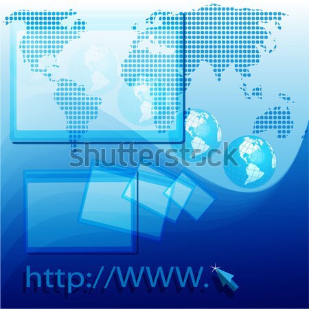 Notebook illusztráció földgömb kék számítógép kártya Stock fotó © brux