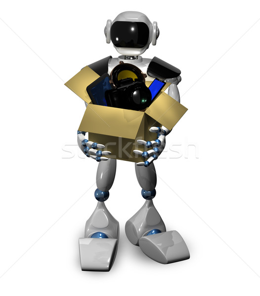 Foto stock: Robô · caixa · ilustração · 3d · computador · homem