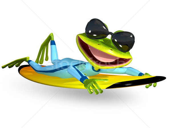 green frog on a surfboard Stock photo © brux