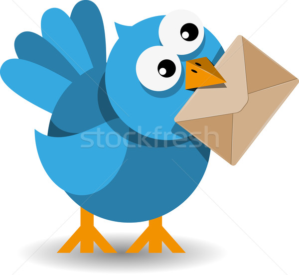 blue bird with a paper envelope Stock photo © brux