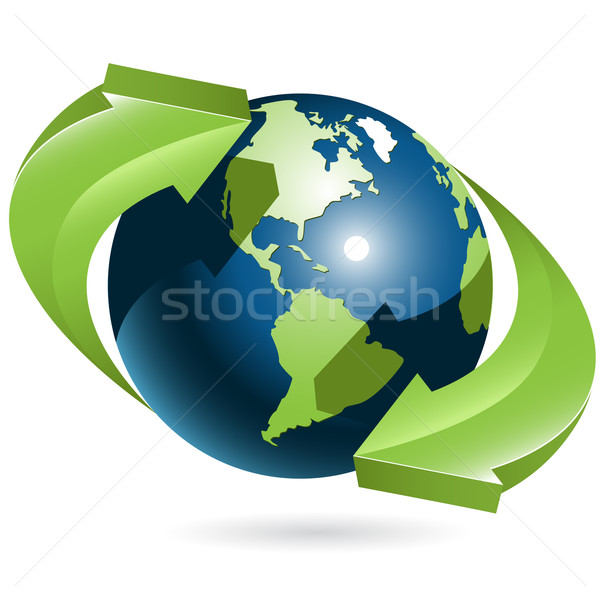 Glob verde sageti ilustrare abstract albastru Imagine de stoc © brux