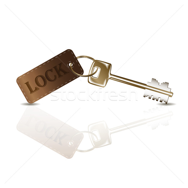 Schlüssel Illustration metallic Leder Schlüsselring Tür Stock foto © brux
