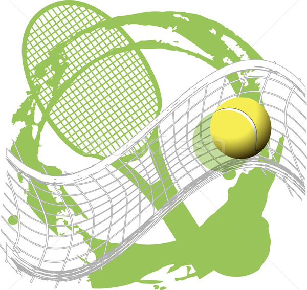 Tenis ilustrare minge de tenis abstract verde cer Imagine de stoc © brux