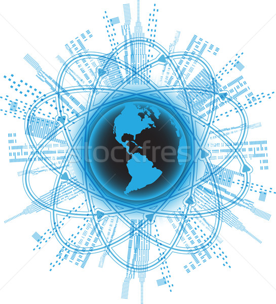 Globalisering illustratie Blauw wereldbol water internet Stockfoto © brux