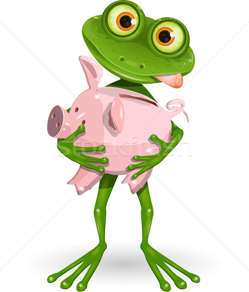 frog with piggy bank Stock photo © brux