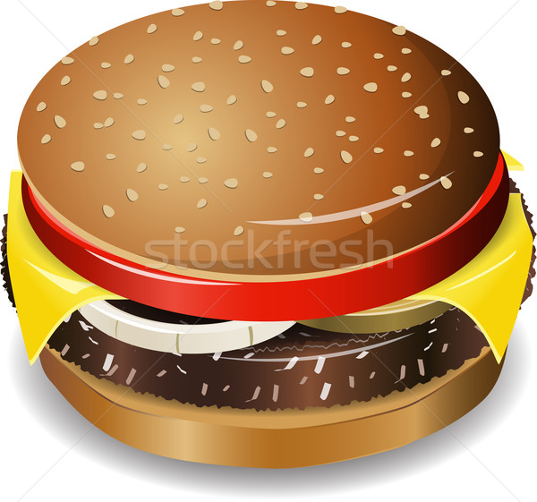 Zdjęcia stock: Cheeseburger · ilustracja · smaczny · biały · kurczaka · ser