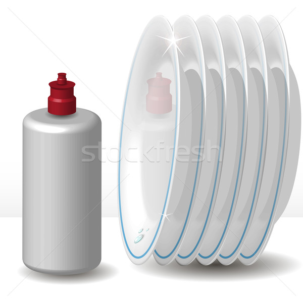 Tányérok illusztráció tiszta fehér mosás létesítmény Stock fotó © brux