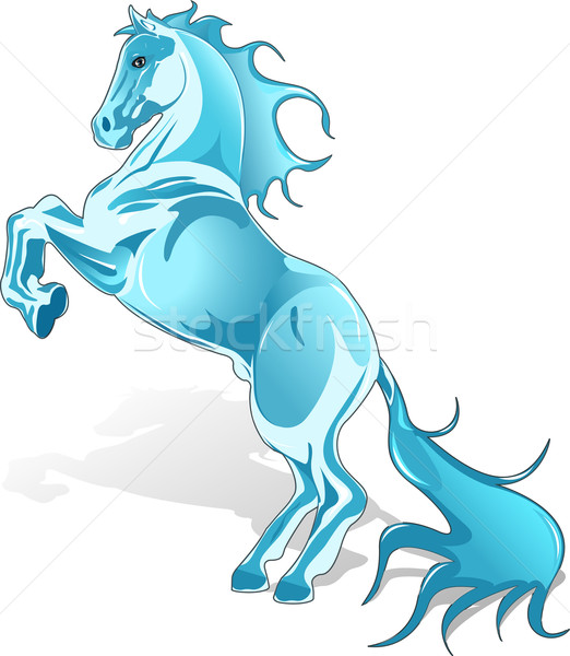 Niebieski konia streszczenie ilustracja biały dziedzinie Zdjęcia stock © brux
