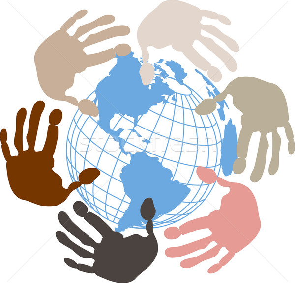 Globe surrounded by hands Stock photo © brux