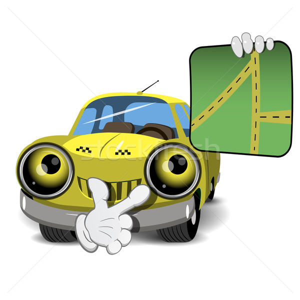 Taxi illustrazione divertimento cartoon giallo mappa Foto d'archivio © brux