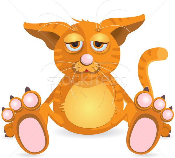 Rotschopf Katze Illustration Sitzung traurig Auge Stock foto © brux
