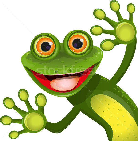 веселый зеленый лягушка иллюстрация красный языком Сток-фото © brux