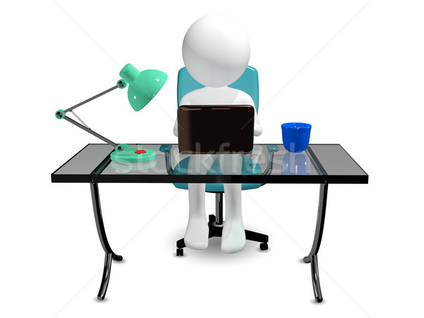 Człowiek tabeli 3D streszczenie ilustracja biuro Zdjęcia stock © brux