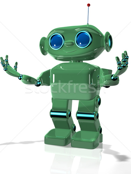 зеленый робота 3d иллюстрации металл игрушку информации Сток-фото © brux