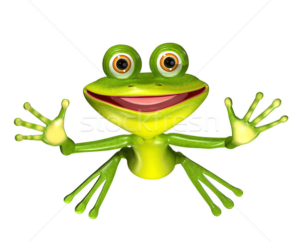 Yeşil kurbağa 3d illustration neşeli büyük gözleri gülümseme Stok fotoğraf © brux