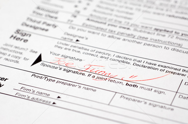Funny signed tax form Stock photo © bryndin