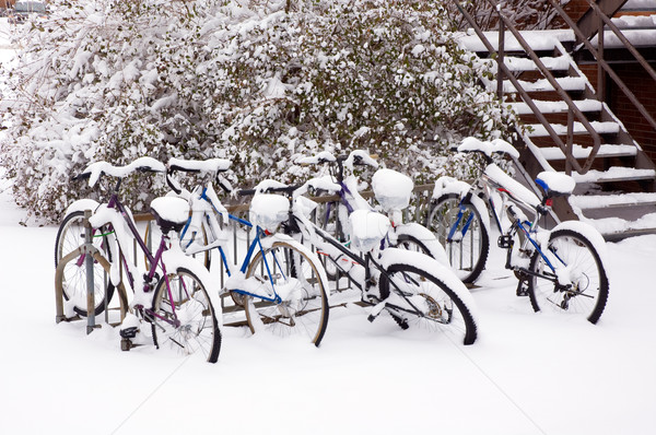 Bikes after the snowstorm. Stock photo © bryndin