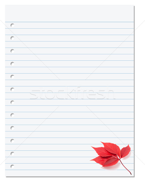 Notebook paper with red autumn virginia creeper leaf in corner Stock photo © BSANI