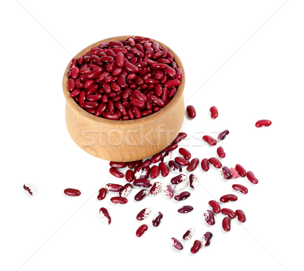 Red haricot beans in wooden bowl Stock photo © BSANI