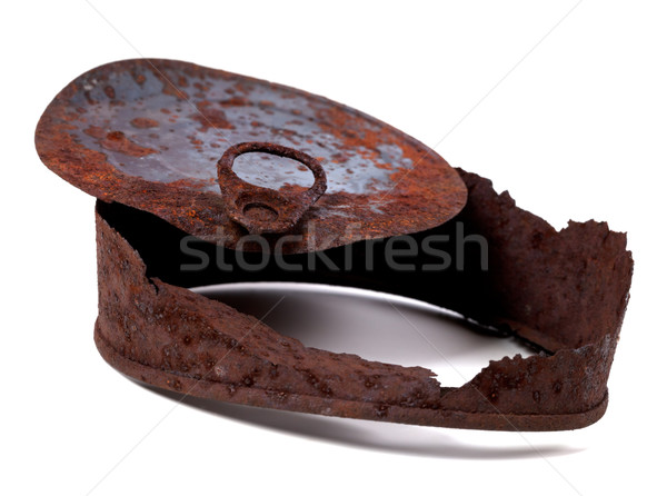 Stock photo: Old rusty tincan on white background