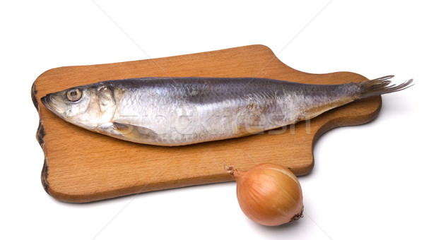 Herring and onion on white background Stock photo © BSANI