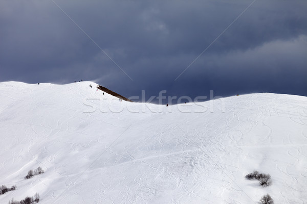 Off-piste slope and overcast gray sky in bad weather day Stock photo © BSANI
