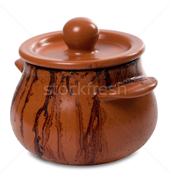 Dirty ceramic pot on white background Stock photo © BSANI