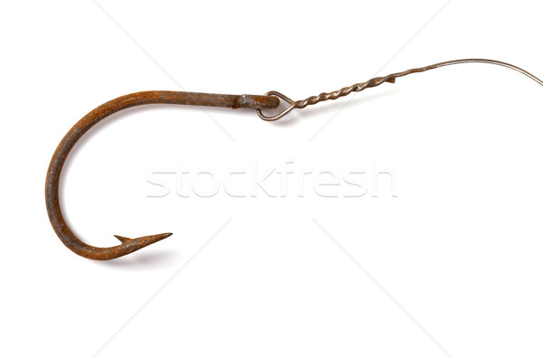 Rusty edad peces gancho aislado blanco Foto stock © BSANI