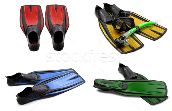 Set of multicolored swim fins, mask, snorkel for diving with wat Stock photo © BSANI
