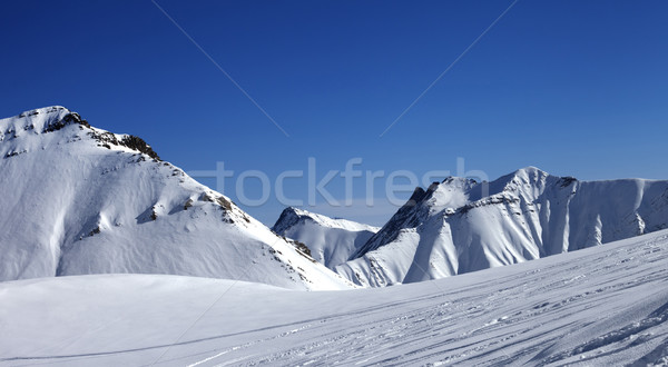 Panoramic view on ski slope at nice day Stock photo © BSANI