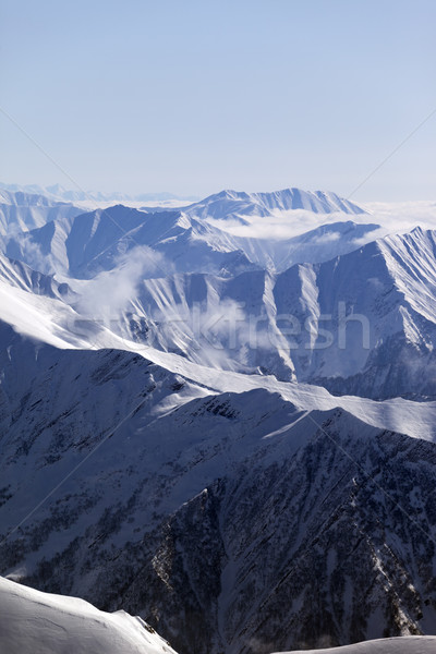 Winter Berge Dunst Georgia Ansicht Stock foto © BSANI