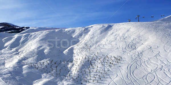 Stock photo: Panoramic view on off-piste slope at sun morning