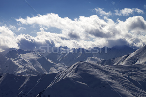Abend Berge Dunst Ansicht Ski Resort Stock foto © BSANI