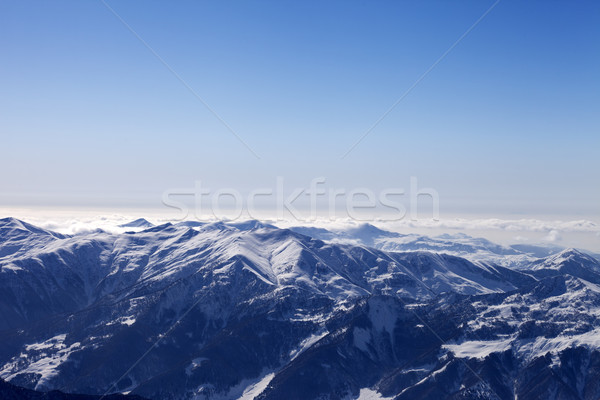Berge Dunst Morgen Georgia Ansicht Stock foto © BSANI