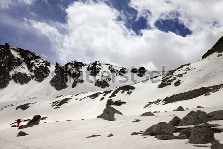 Panorama of snowy mountains before storm Stock photo © BSANI