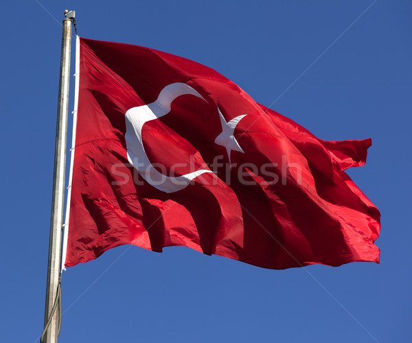 Török zászló integet szél napos idő közelkép Stock fotó © BSANI