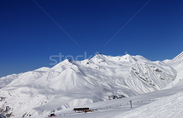 Sípálya szép napos idő Kaukázus hegyek Grúzia Stock fotó © BSANI