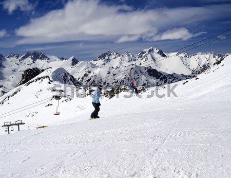Ski slope with snowmaking at sun day Stock photo © BSANI