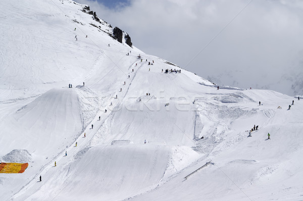 Snowboard park at ski resort Stock photo © BSANI