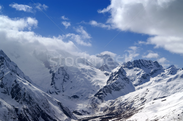 Kaukázus hegyek tájkép jég tél kék Stock fotó © BSANI