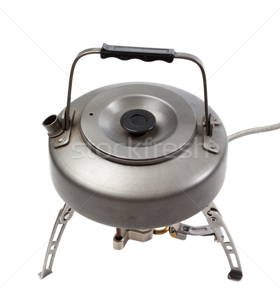 Camping gas stove and teapot Stock photo © BSANI