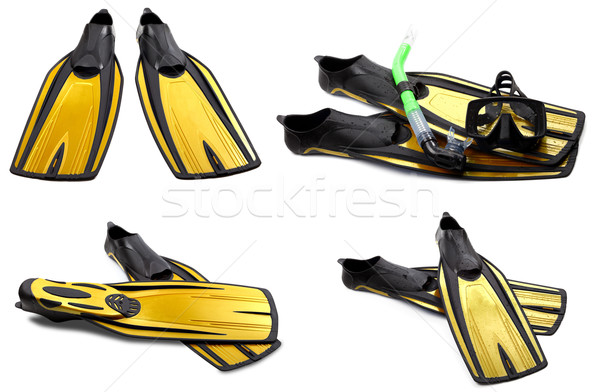 Set of yellow swim fins, mask and snorkel for diving Stock photo © BSANI