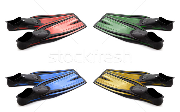 Set of multicolored swim fins on white background Stock photo © BSANI