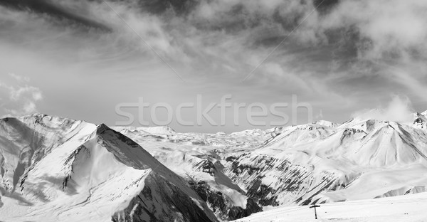 Black and white panorama of winter snowy mountains Stock photo © BSANI