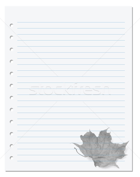 Notebook paper with dry maple-leaf at background Stock photo © BSANI